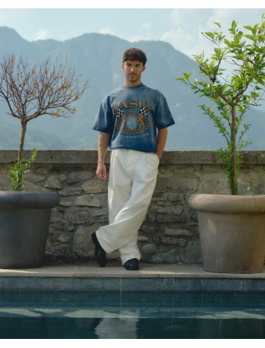 Gasly Crest Sunfaded Blue Tee