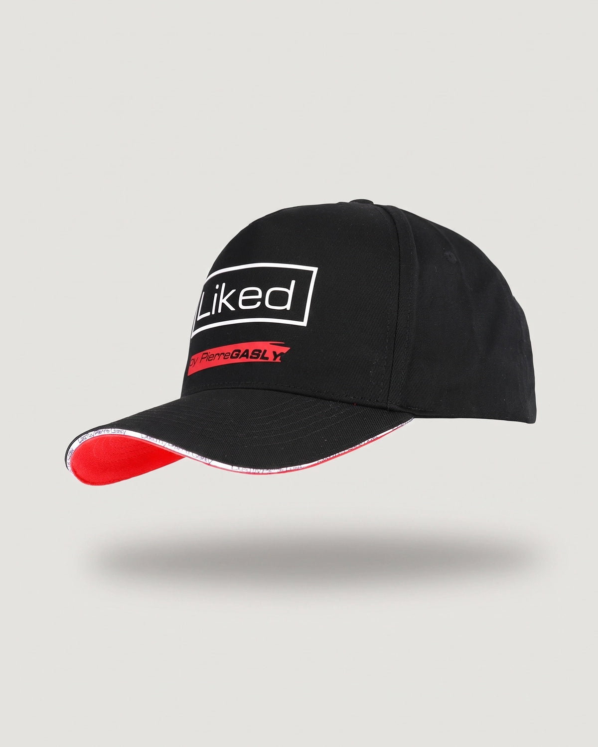 Black Liked by Pierre Gasly cap, angled view — official Pierre Gasly F1 merchandise