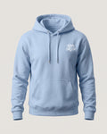 Light blue Liked by Pierre Gasly hoodie, front view with the small TEAM GASLY logo on the chest