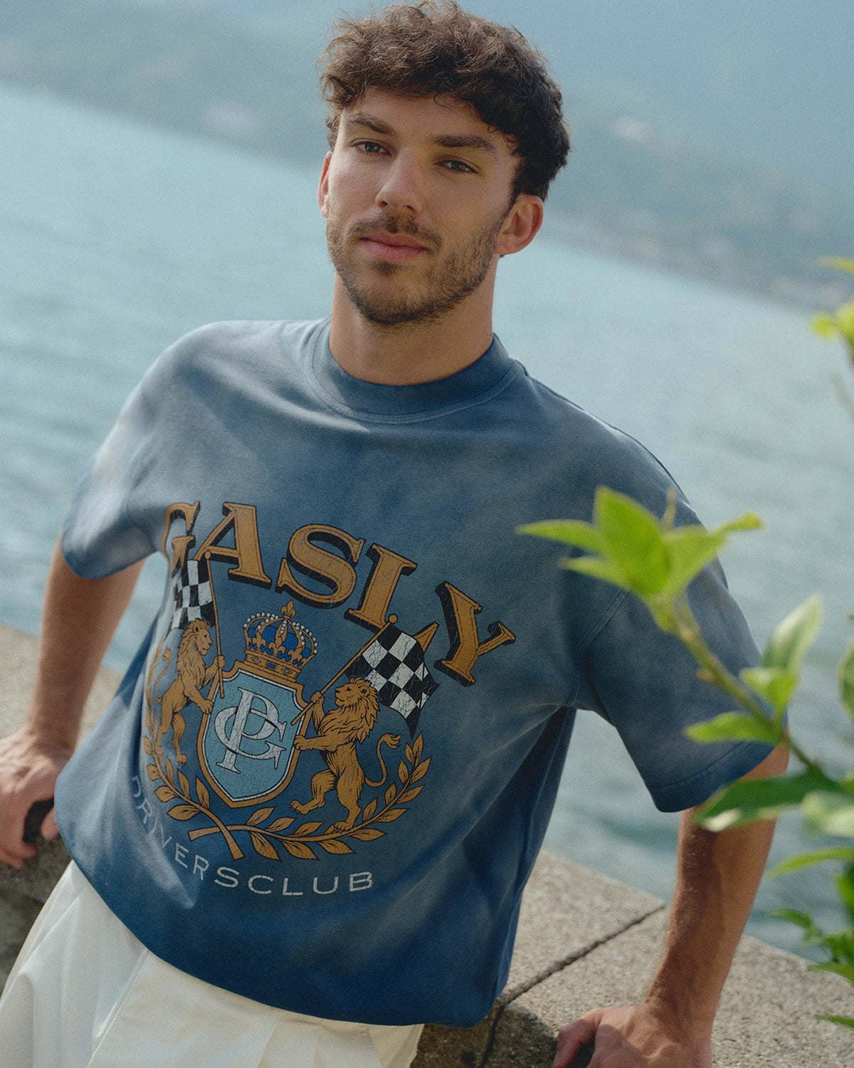 GASLY CREST SUNFADED BLUE TEE
